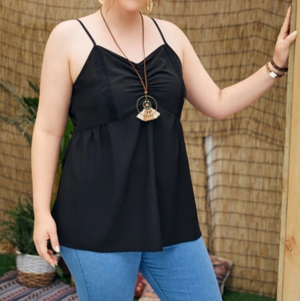 Black spaghetti strap, tank top, plus size